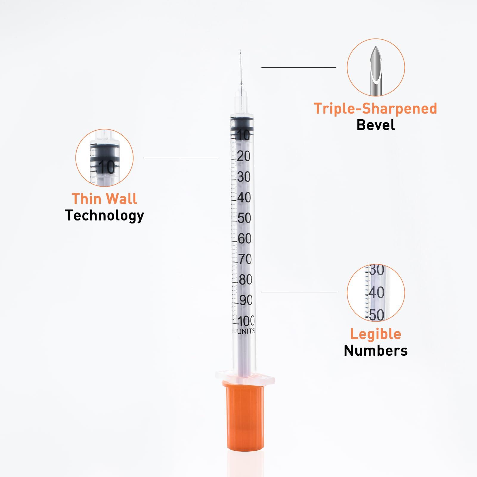 U-100 1cc 31 Gauge 5/16 Inch Syringe, Individually Packed 20 PACK - Image 3