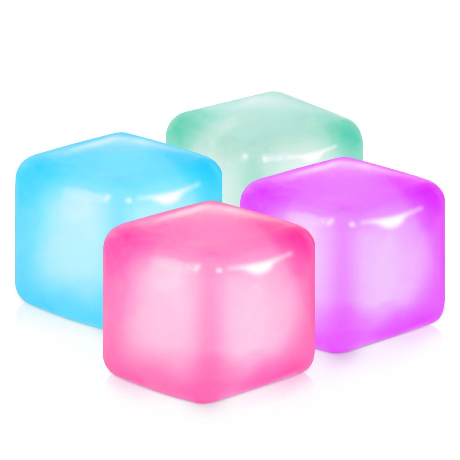 APLIST Squishy Fidget Toys Stress Cube, 4 Pack Ice Cube Squeeze Balls, Gel Goo Filled Sensory Anxiety Relief Item for Kids Adults Children Teens, Quiet Fidgets for Classroom, Calming Toys for ADHD - Image 1