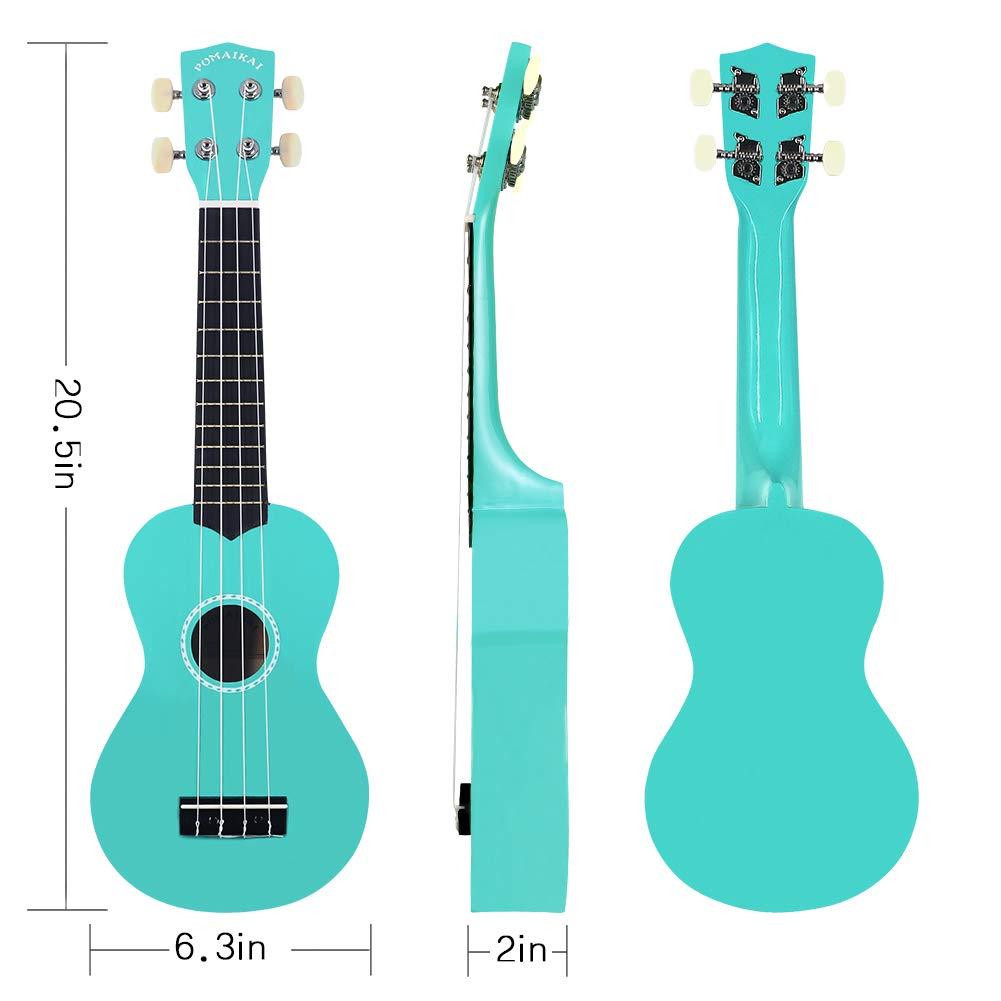 POMAIKAI Soprano Ukulele Starter Wood Ukele Hawaiian Guitar Ukelele 21" Beginner and Students (Blue) - Image 2