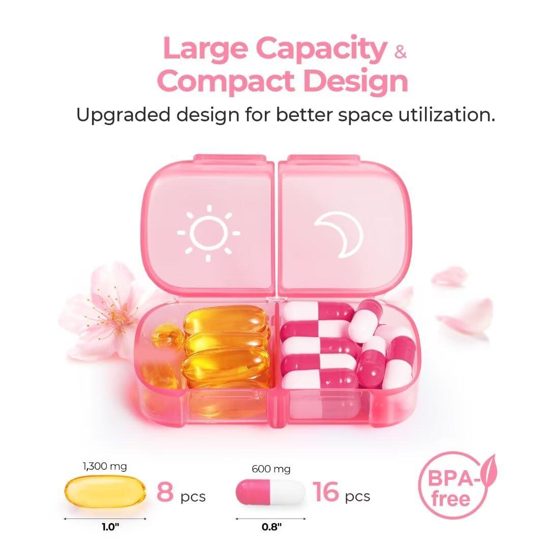 AUVON XL Weekly Pill Organizer 2 Times a Day with One-Side Large Opening Design for Easy Filling, AM PM Pill Box 7 Day, Portable Travel Pill Case for Medication, Vitamins, Fish Oils, Supplements - Image 3