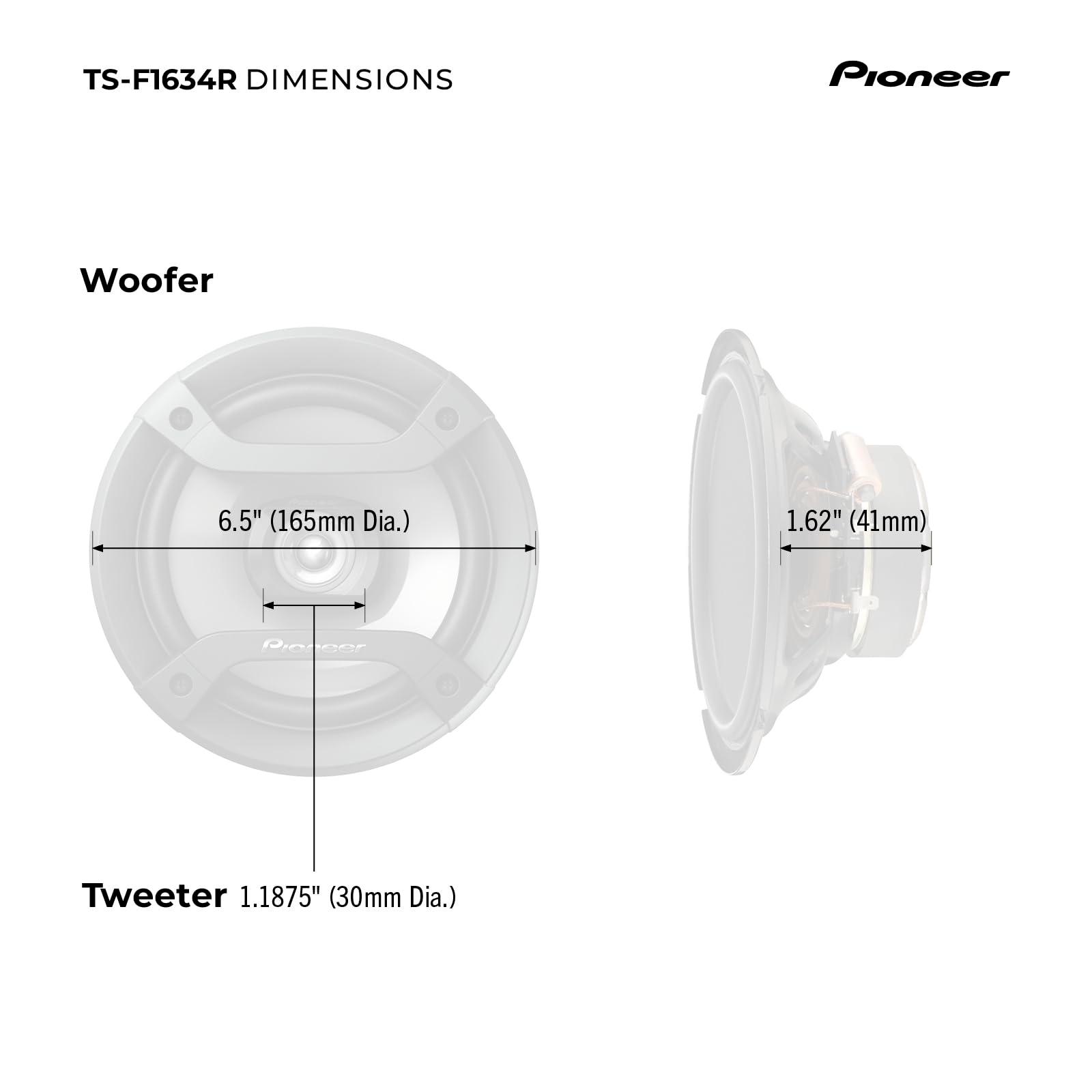 Pioneer F-Series TS-F1634R 6.5” Round Coaxial 2-Way Car Speakers (Pair) – 200W, Black - Image 6