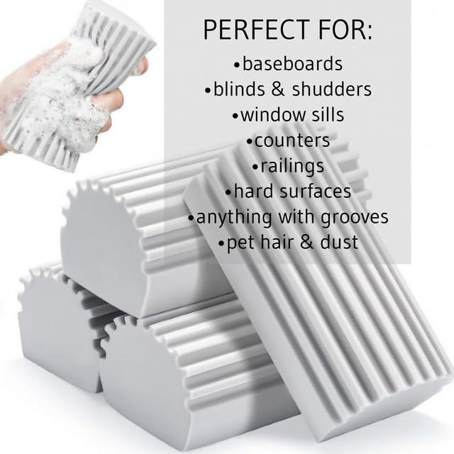 Generic 4-Pack Damp Duster Sponge, Clean Everywhere Easily- Clean Blinds, Baseboards, Washbasin, Glass, Sofa, Railings, Wood, Stain, Pet Hair, Mirrors(Grey), Gray, WHC- 0071 - Image 3