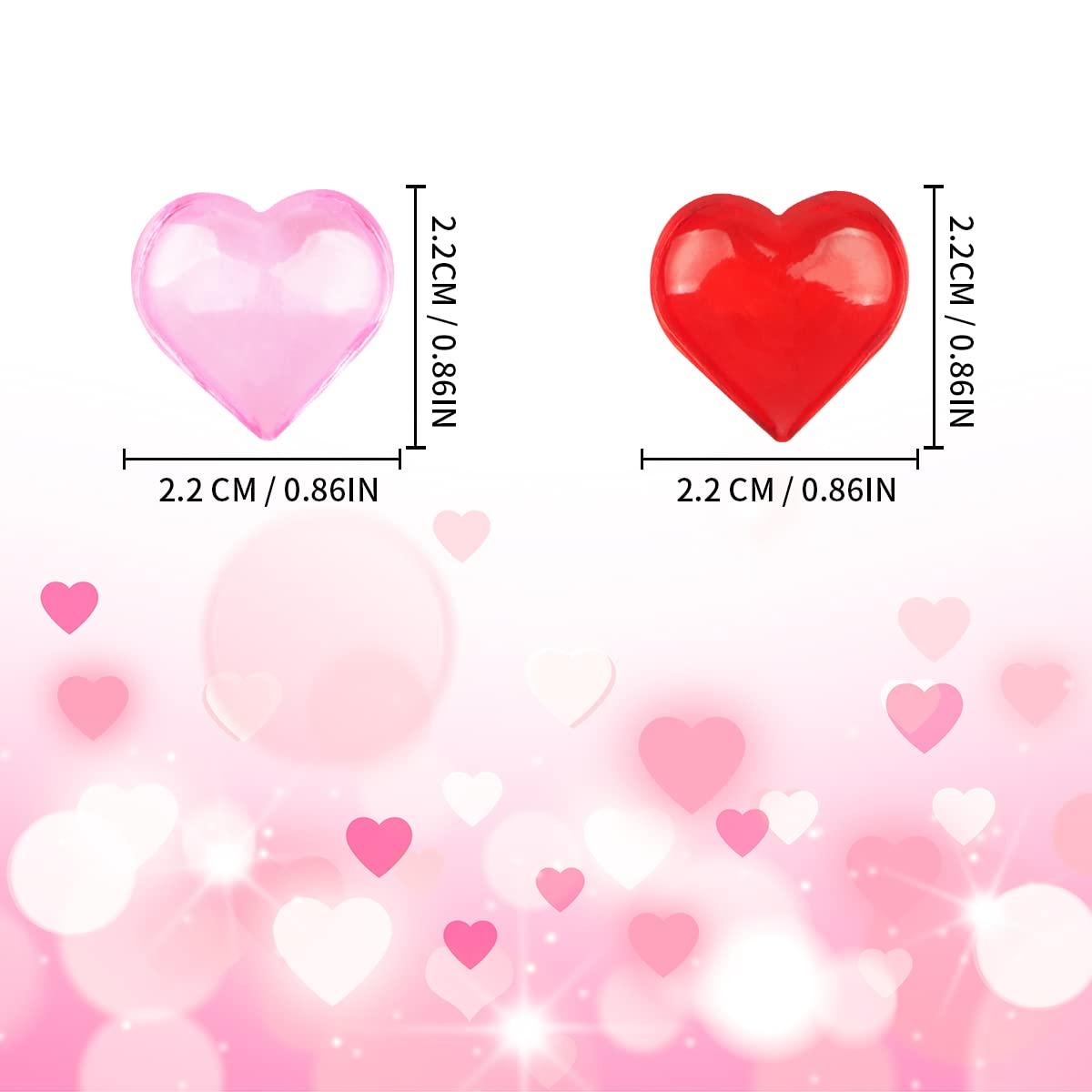 Fangoo 110 Pieces Red Pink Acrylic Heart Gems for Valentine's Day Decor Heart Rocks Vase Filler Table Scatter for DIY Crafts Engagement Wedding Anniversary Home Decoration - Image 3