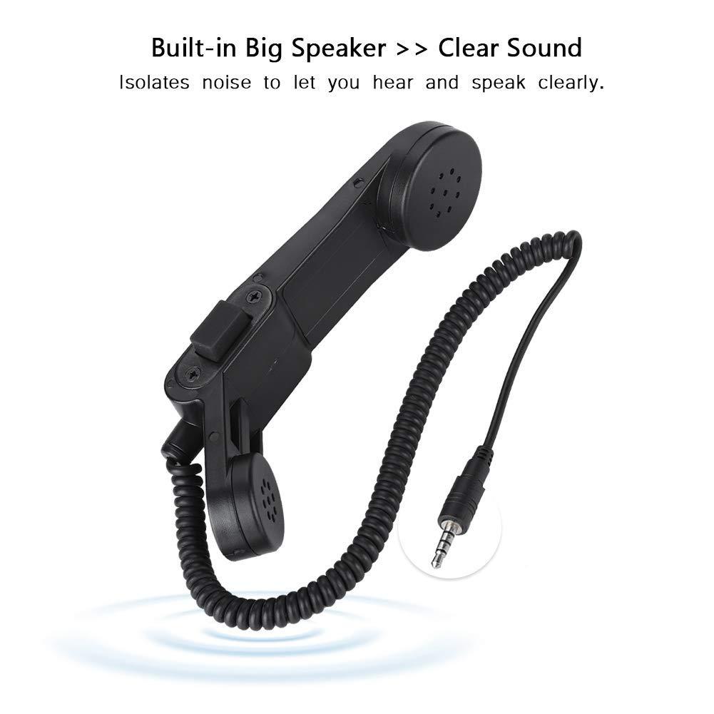 Diyeeni 3.5mm Plug Speaker Mic, Retro Telephone Handset Handheld Speaker Mic HiFi Sound Shoulder, Retro handsets for Cell Phones - Image 2