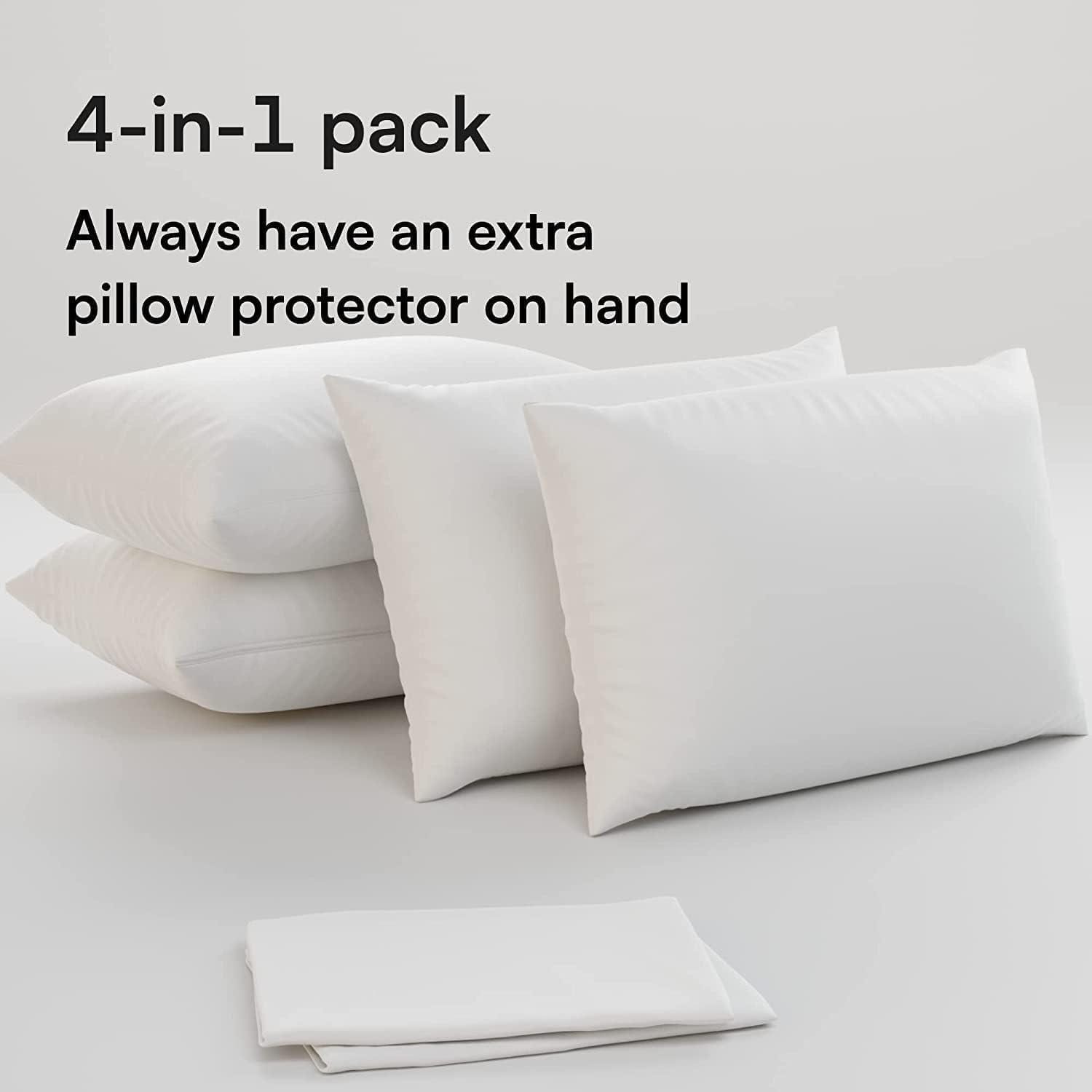 Niagara 4 Pack Waterproof Pillow Protectors Standard 20x26 Inches Smooth Zipper Premium Encasement Covers Quiet Cases Set White - Image 2