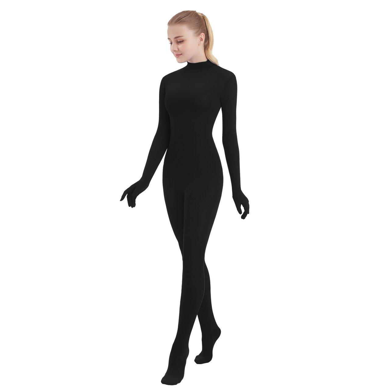 SUPRNOWA Full Body Unitard Turtleneck Spandex Footed/Footless Long Sleeve Unisex