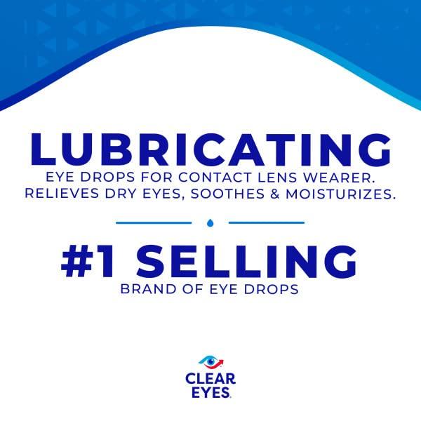 Clear Eyes Contact Lens Relief Soothing Eye Drops 0.50 oz (0.5 Fl Oz (Pack of 4)) - Image 3