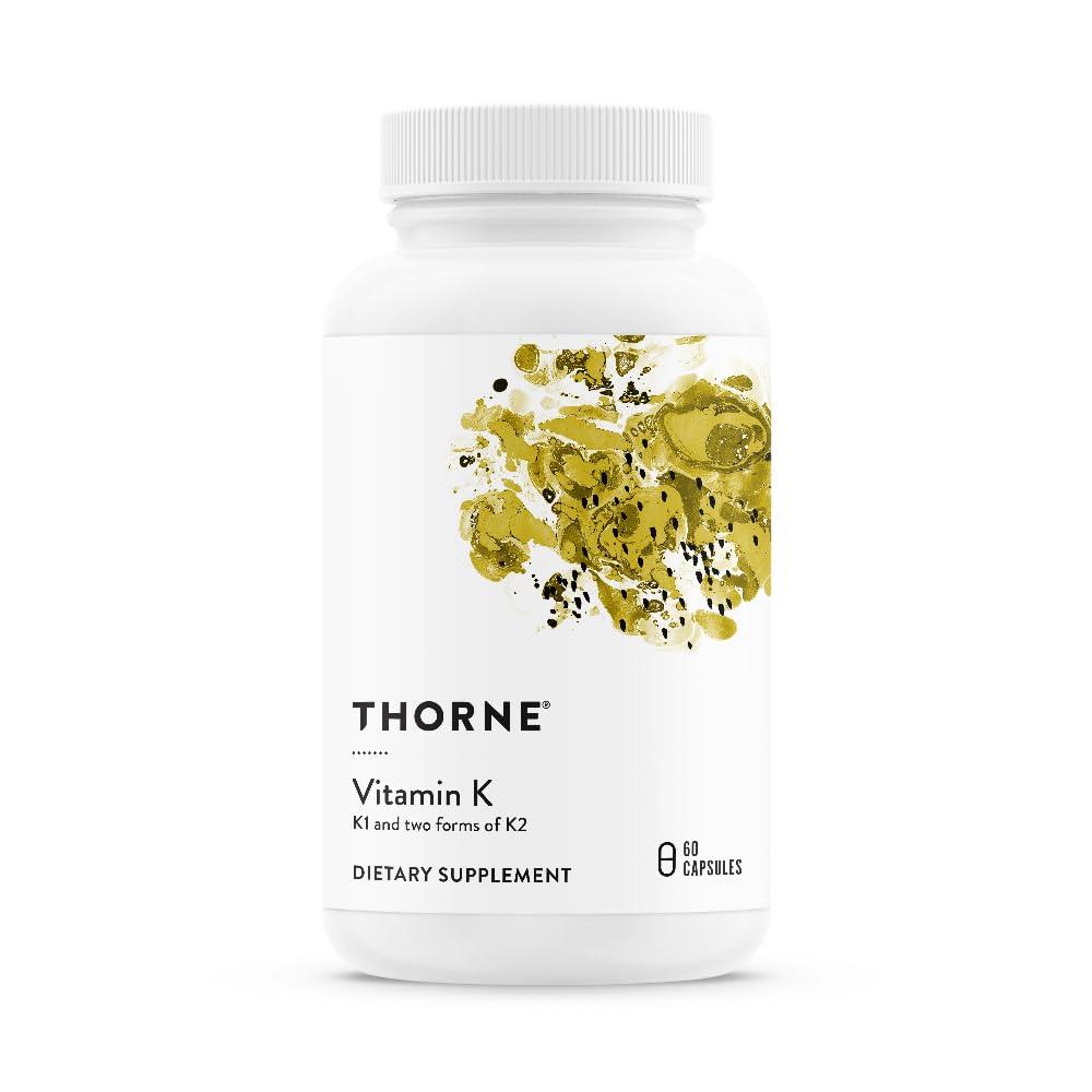 THORNE Vitamin K (Formerly 3-K Complete) - Vitamins K1 and K2 (as MK-4 and MK-7) - Supports Strong Bones* - 60 Capsules