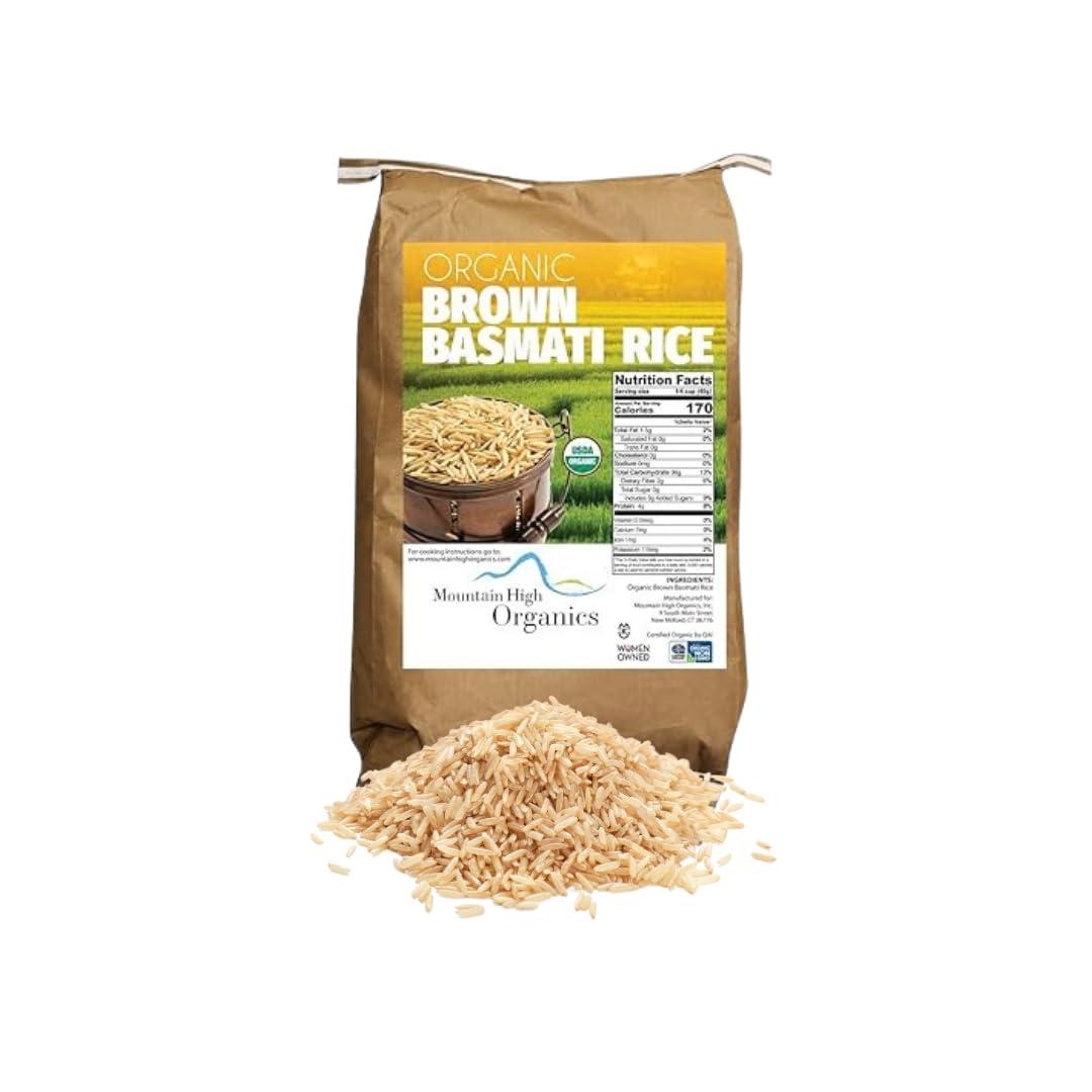 Mountain High Organics Organic and Non-GMO Brown Basmati Rice, 25 Lb