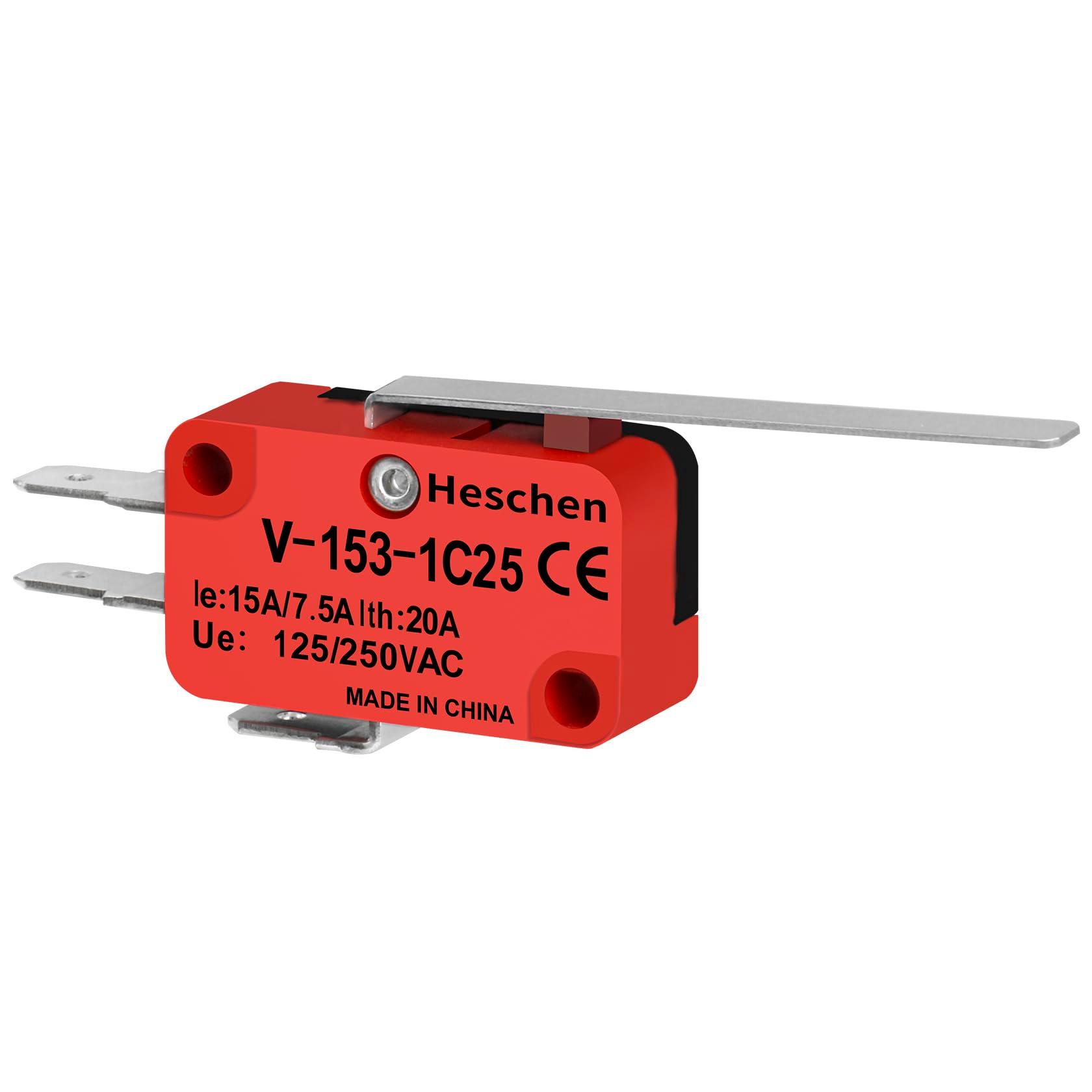 Heschen Micro Switch, V-153-1C25, SPDT, Long Hinge Lever, 20A 250VAC, 2 Pack - Image 9