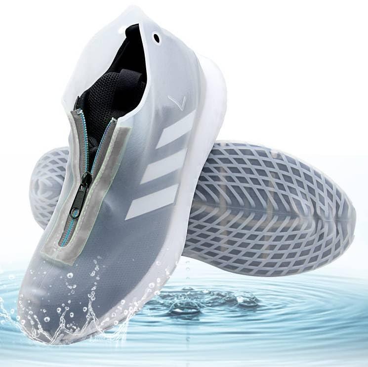 Silicone Shoe Cover Waterproof, Reusable Boot Shoes Covers with Zipper,Non Slip Rain Snow Bowling Travel Indoor Outdoor Overshoe Rubber Protectors for Men Women Kids Protection Galoshes-1 Pair