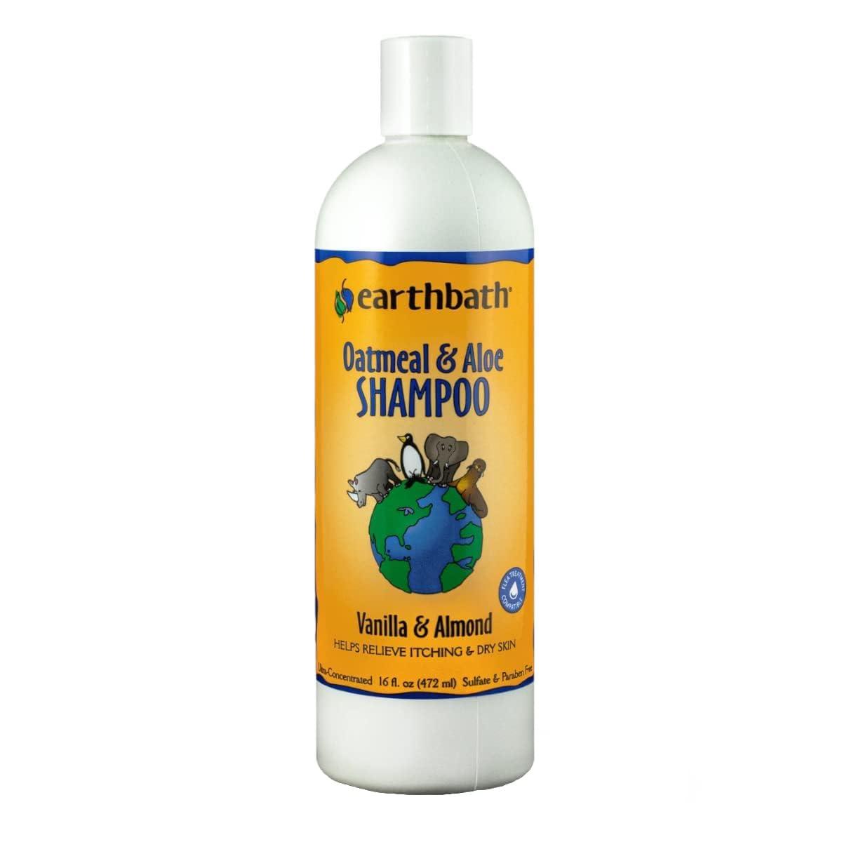 earthbath Oatmeal & Aloe Dog Shampoo - Oatmeal Shampoo for Dogs, Dry Itchy Skin Relief, Hypoallergenic Anti Itch Puppy Shampoo for Sensitive Skin, Tear Free Pet Wash - Vanilla & Almond, 16 oz (1 Pack)