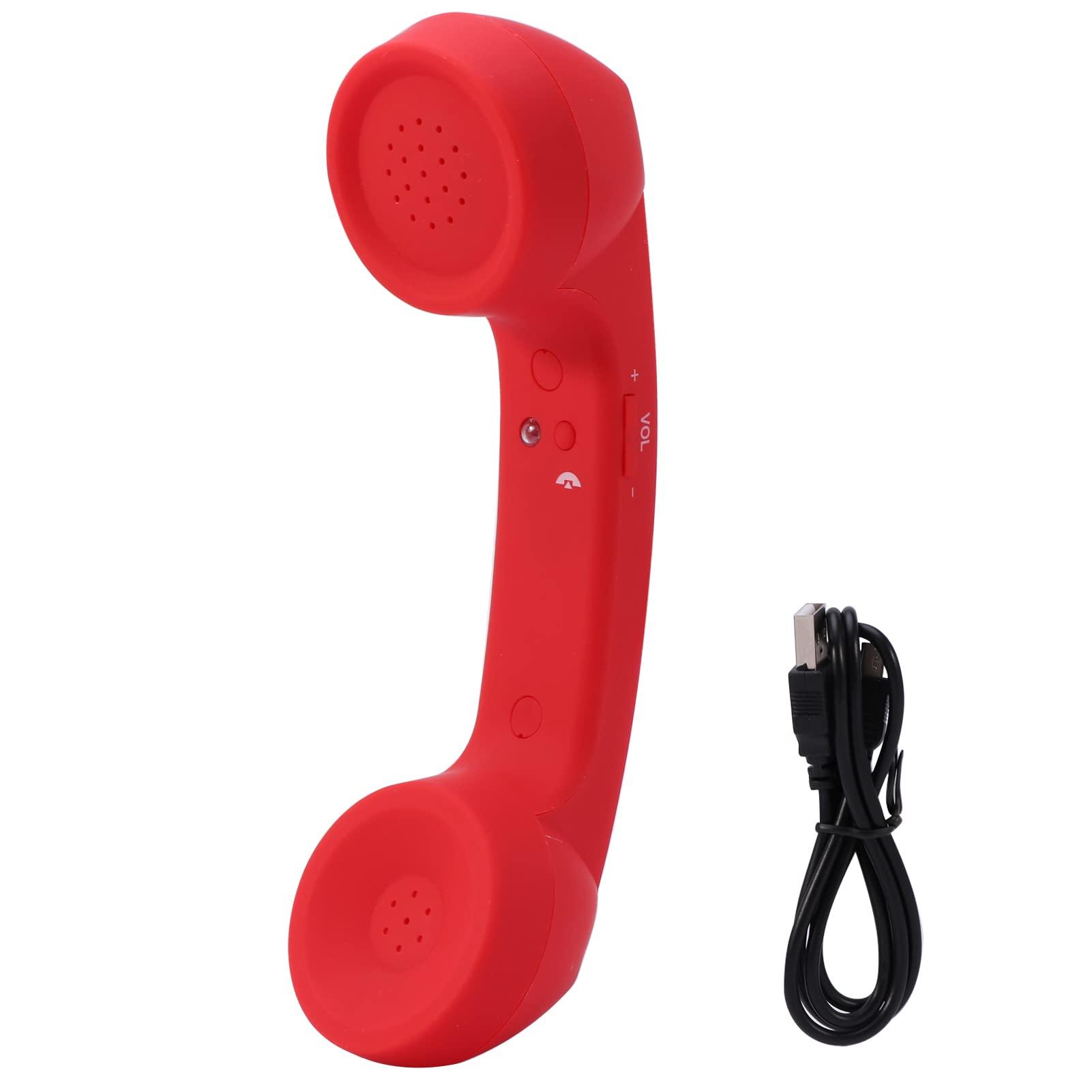 EMVANV Cordless Telephone Handset, Retro Wireless Mobile Phone Telephone Handset Receivers Headphones Radiation Proof Stereo Convenient Call Cell Phone(Red) - Image 5