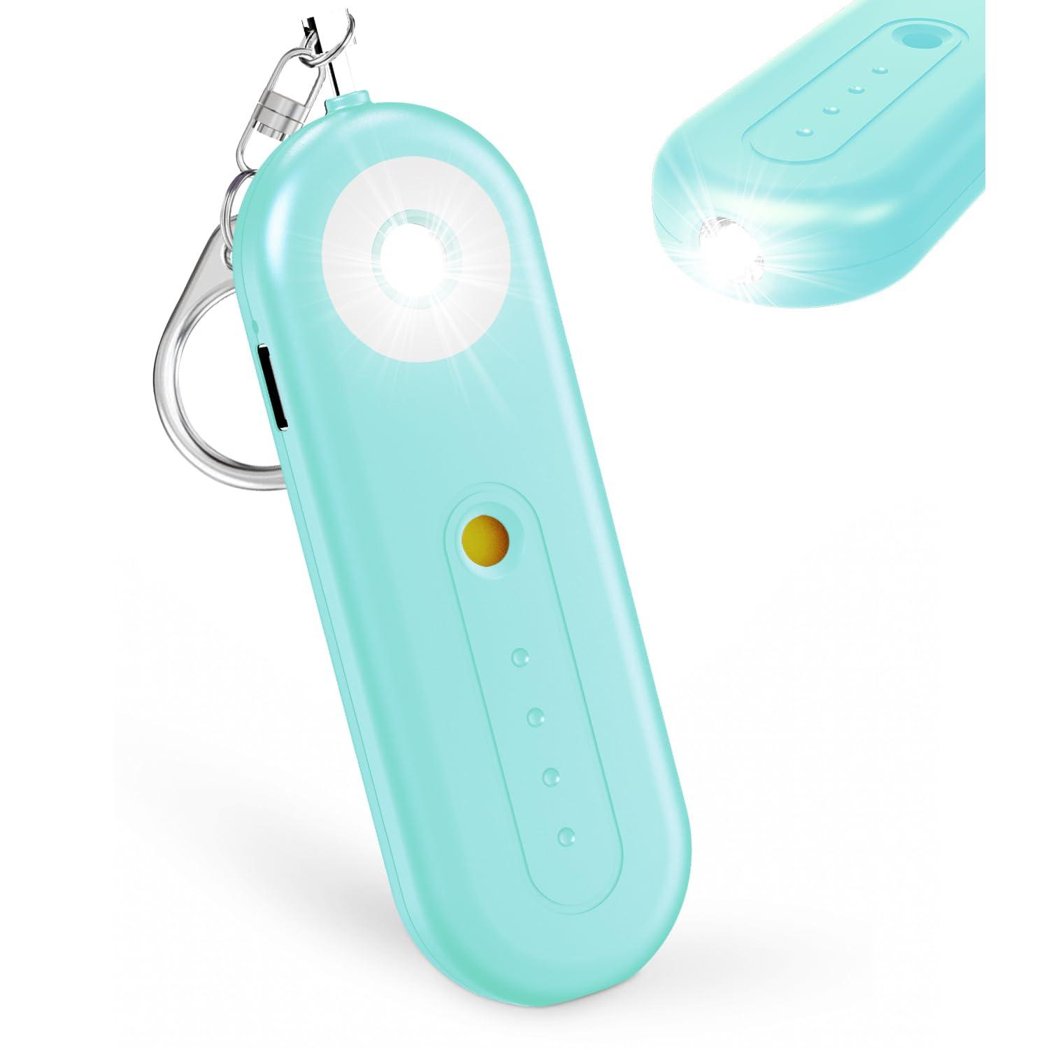 Rechargeable Personal Safety Alarm for Women - 130dB Self Defense Keychain Alarm Whistle with SOS Strobe Light, Low Battery Notice - Security Protection Devices for Kids Elderly College Essentials