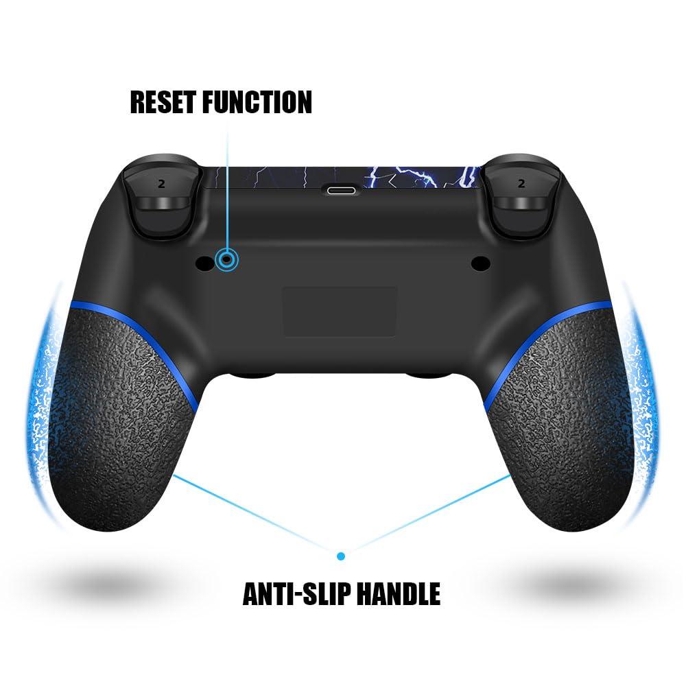 AceGamer Wireless Controller for PS4, Custom Design V2 Gamepad Joystick for PS4 with Non-Slip Grip of Both Sides and 3.5mm Audio Jack! Thumb Caps Included! (Lightning) - Image 3