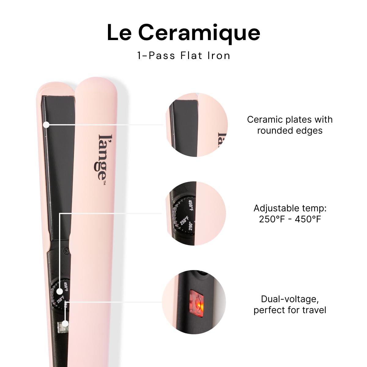 L'ANGE HAIR Le Ceramique 1-Pass Flat Iron Hair Straightener | Fast Heating Ceramic Flat Iron | Best Hot Tools Professional Hair Straightener to Lock in Moisture & Shine | (Blush) - Image 2