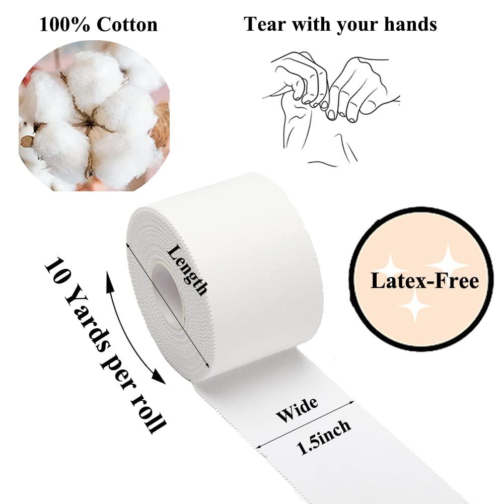 ADMITRY Athletic Tape,5 Pack White Sports Tape,Very Strong No Sticky Residue Wrist Ankle Tape for Gymnastics Boxing Lacrosse Climbing Hockey Bat Injuries Medical (1.5 Inches) - Image 2