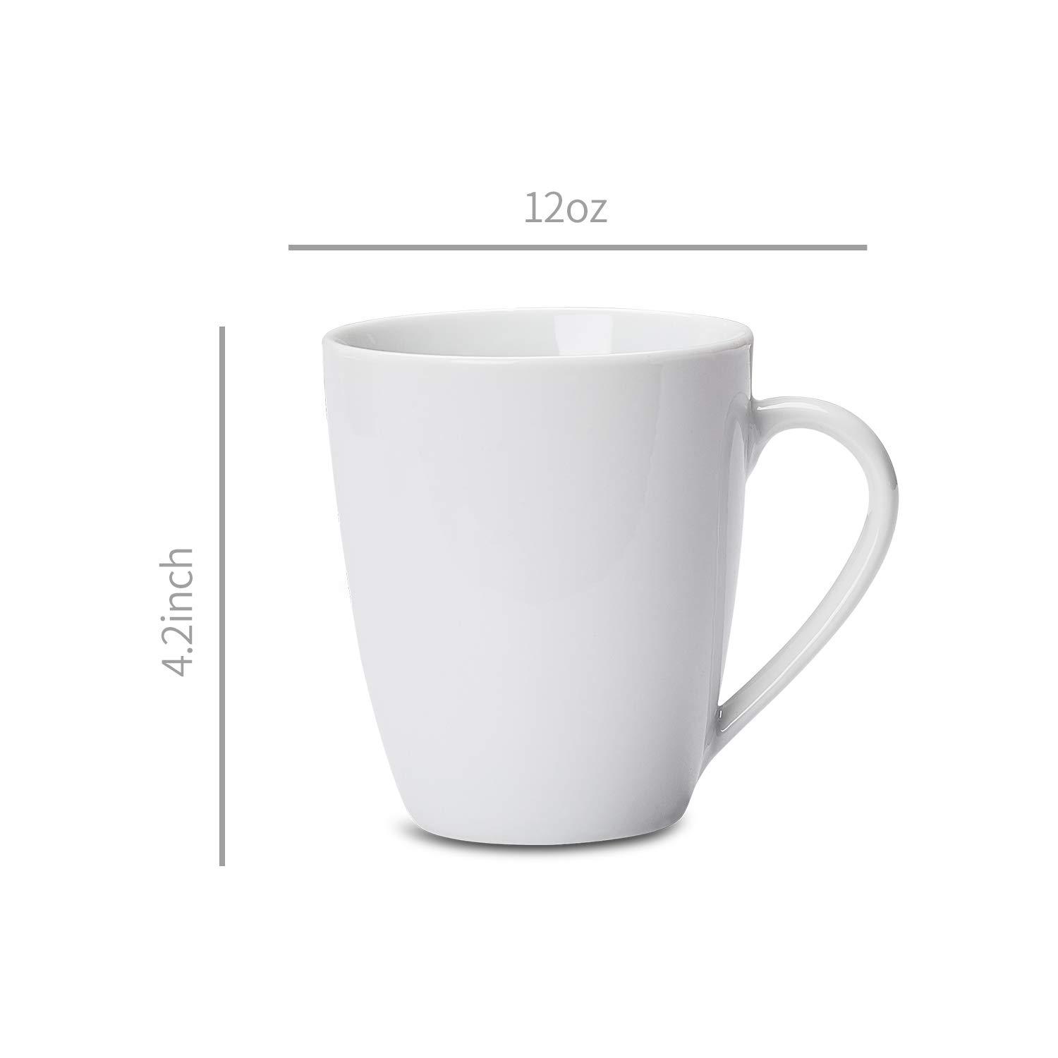 Amazon Basics Porcelain, 12 oz Coffee Mug Set, 12 Count, White (Previously AmazonCommercial brand) - Image 4
