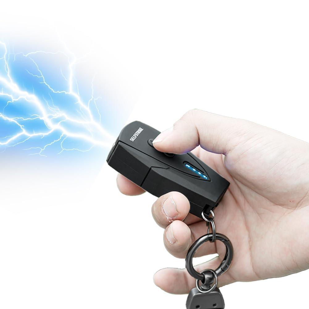 Selfstrike Mini Stun Gun with LED Flashlight and Wrist Strap – Unique Key Chain Design – Using Anti Slip Materials can Better and Faster aim with Charging Cable,mini Screwdriver and User Manual - Image 4