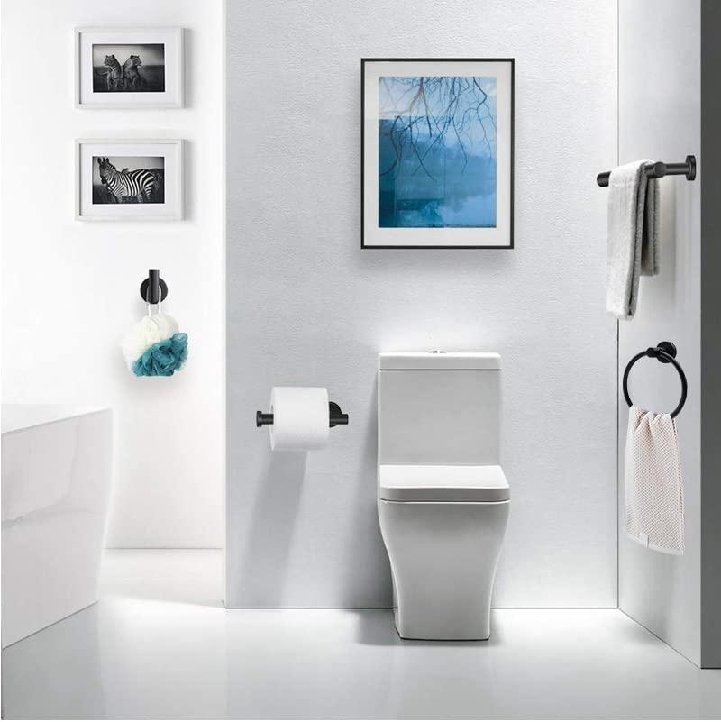 5/10/20pcs Bathroom Hardware Set, Including 16" Hand Towel Bars, Toilet Paper Holders, Towel Rings, Robe Towel Hooks (10pcs 16" Black) - Image 2