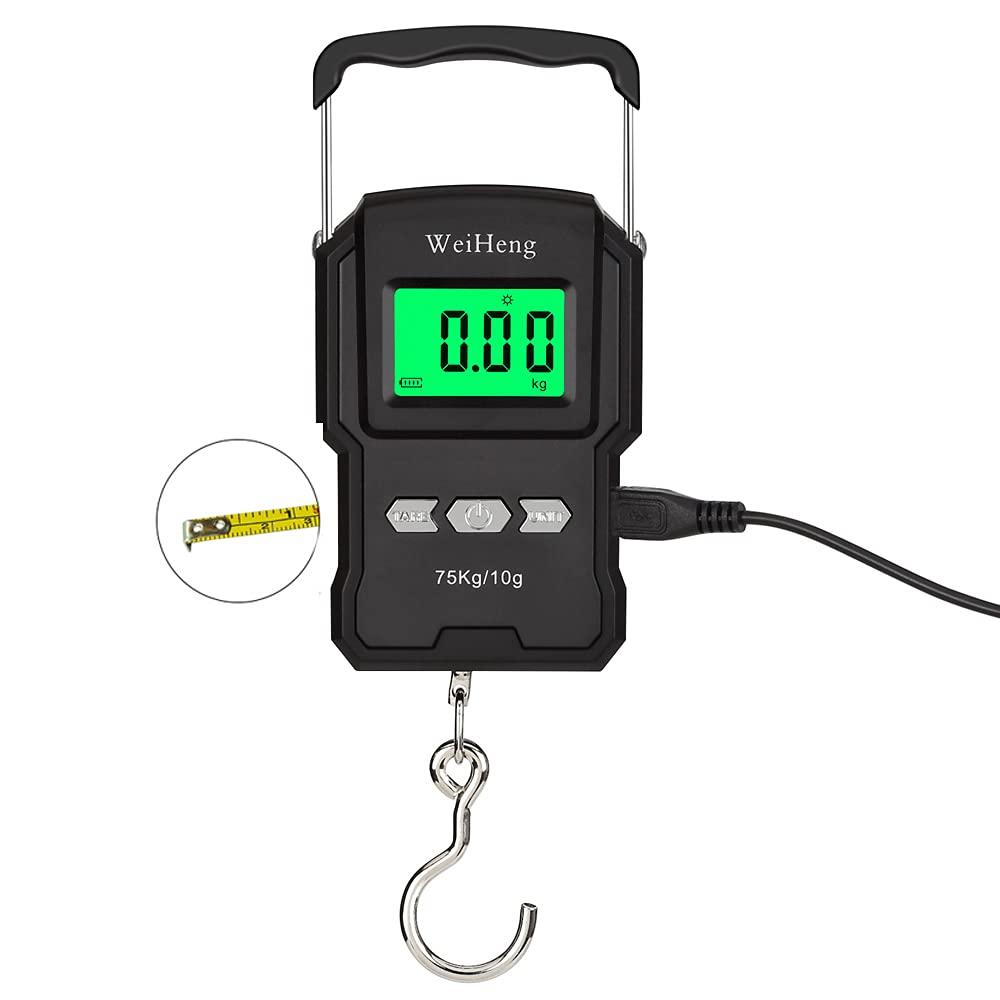 YAGSUW Rechargeable Lugagge Scale Portable Electronic Hook Scale Digital Hanging Bag Luggage Weight Scale Fishing Scale with Measuring Tape 165Lb Black - Image 8