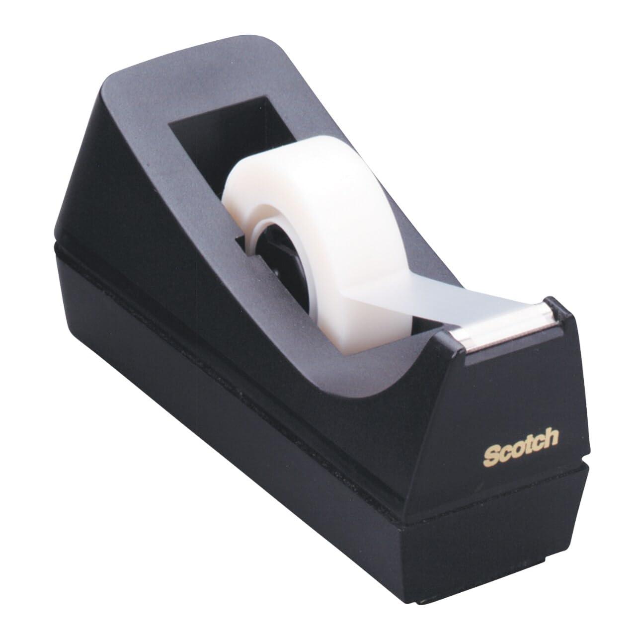 Scotch Classic Desktop Tape Dispenser, Black, 1-inch Core, Made from 100% Recycled Plastic, 1 Dispenser