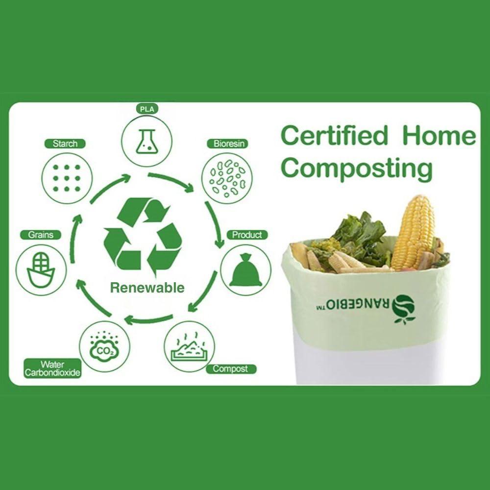 OrangeBio 100% Home Compostable Trash Bags 13 Gallon Tall Kitchen, 50 Count, 0.9 Mil, Kitchen Compost Bags, Large Compostable Bags US BPI ASTM D6400 and OK Compost Home Certified - Image 4