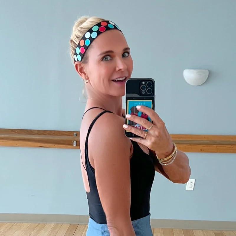 Sweaty Bands Womens Girls Headband for an Active Busy Lifestyle - Non-Slip Velvet-Lined Athletic Exercise Hairband - Let's Clown Around Black Multicolored 1.5-Inch - Image 8
