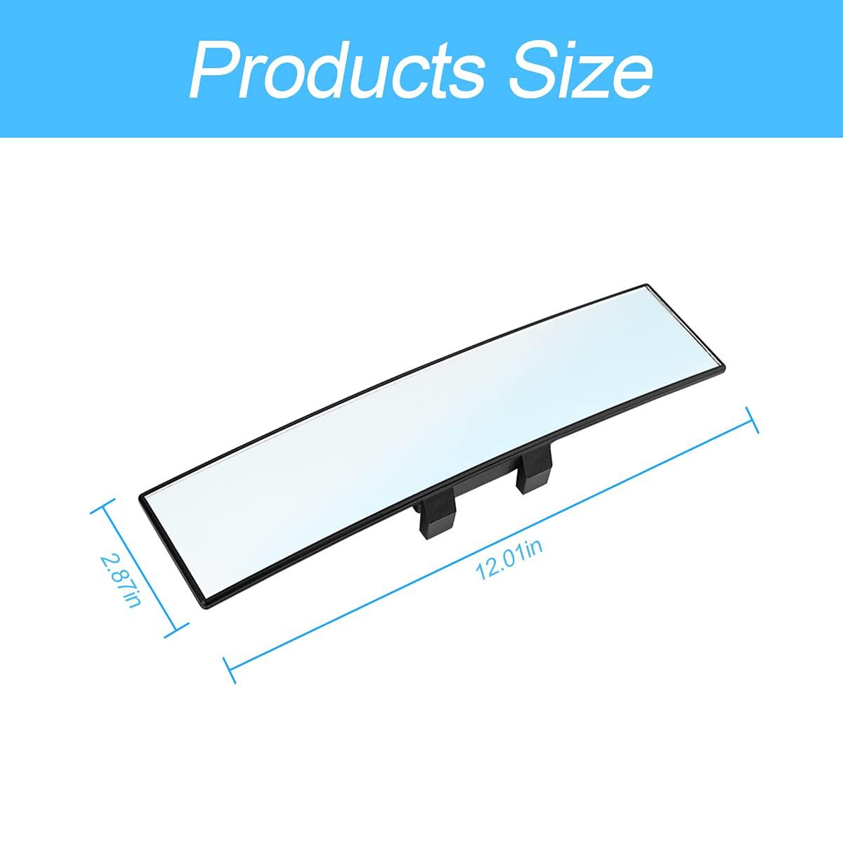 8sanlione Car Rearview Mirrors, Shock Resistant Interior Clip-on Panoramic Rear View Mirror for Car, Wide Viewing Range, 12 inch HD Universal Use for Cars, SUVs, Trucks, Vehicles (White) - Image 2