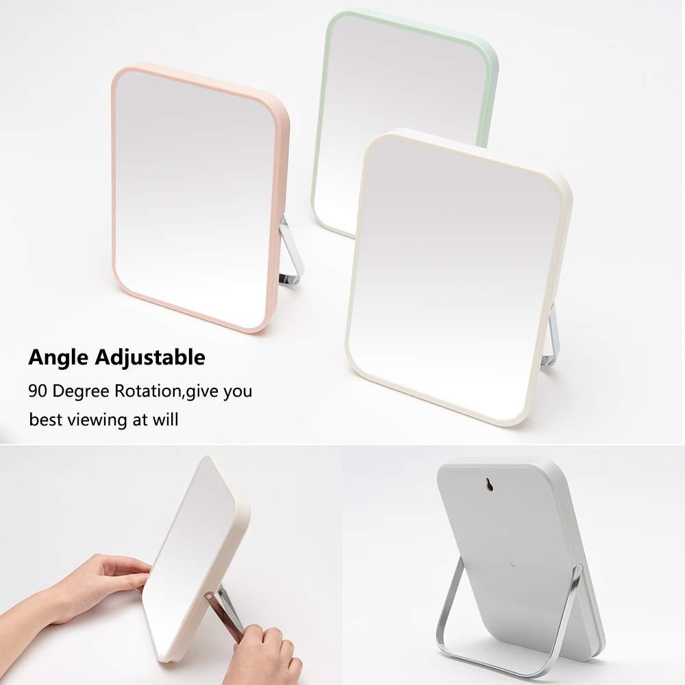 YEAKE Table Desk Vanity Makeup Mirror,8-Inch Portable Folding Mirror with Metal Stand 90°Adjustable Rotation Tavel Make Up Mirror Hanging Bathroom for Shower Shaving(Gray) - Image 4