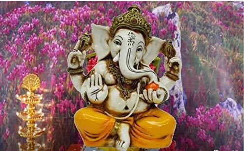 Lightahead® The Blessing. Lord RAJA Ganesh GANPATI Statue of Elephant Hindu GOD in Color & Gold Made from Marble Powder in India - Image 8