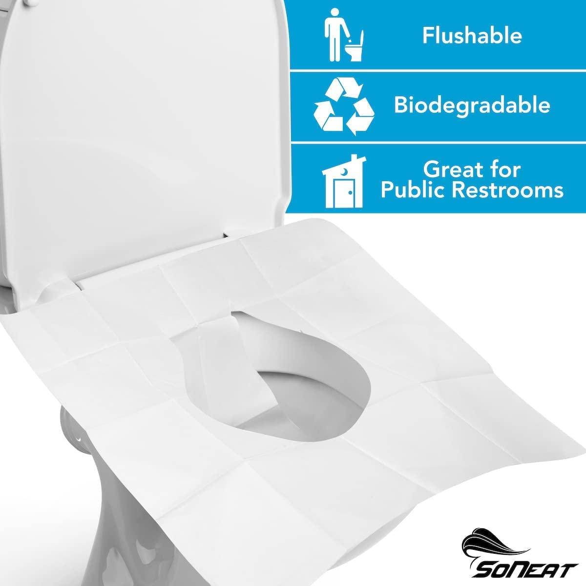 Disposable Toilet Seat Cover - 100 Count Large Flushable Toilet Seat Covers for Travel, Disposable Toilet Seat Cover for Kids, Potty Training & Public Restrooms, Travel Size Paper Seat Covers - Image 7