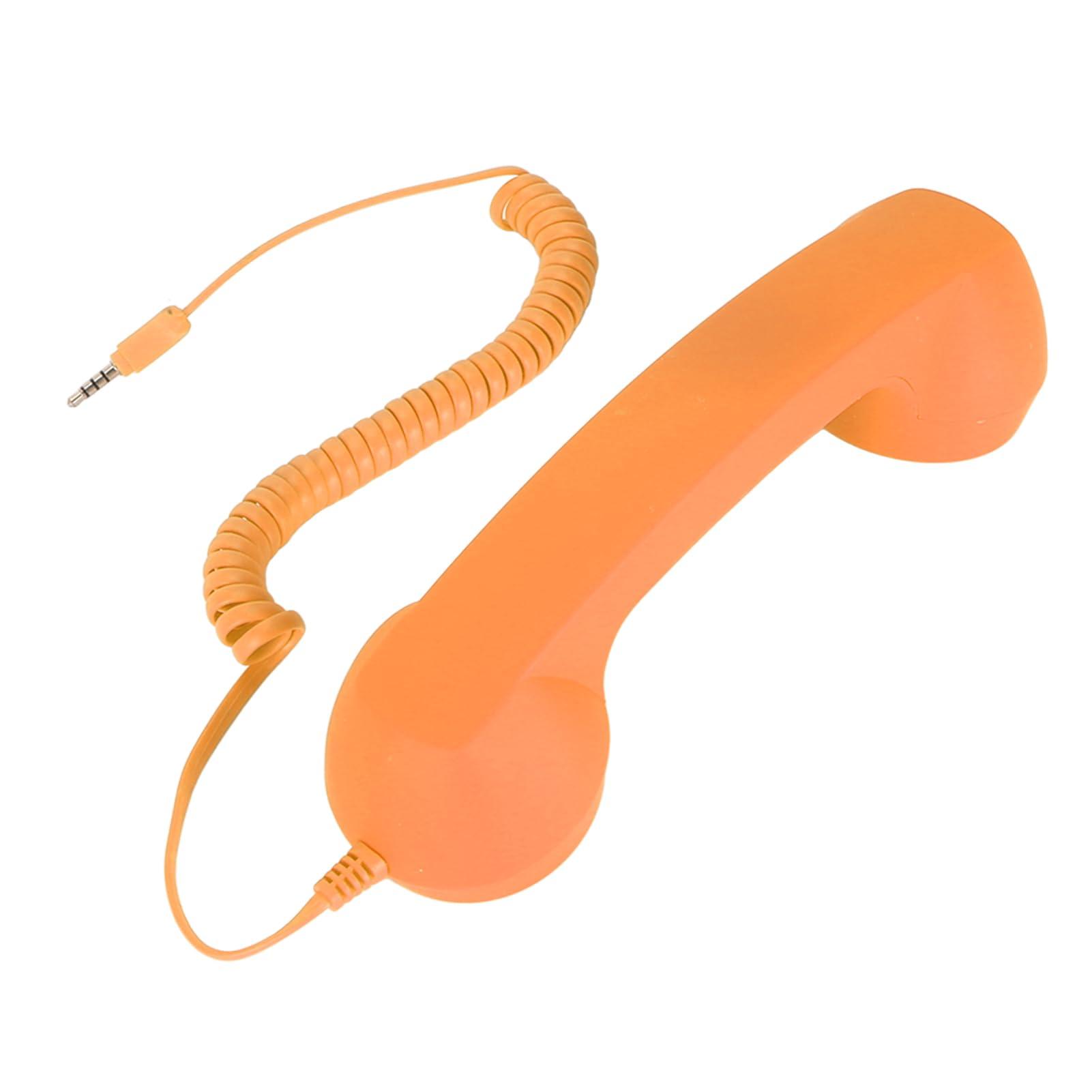 Retro Telephone Handset, 3.5mm Cell Phone Receiver Mic, Microphone Speaker Vintage Retro Telephone Handset for Smartphone (Orange) - Image 8