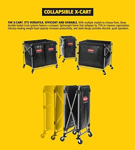 Rubbermaid Commercial Products, Collapsible X Cart, Black, Steel 8 Bushel Bin, Commercial Laundry Cart with Wheels for Hotel/Nursing Home/Home/College Easily Move Laundry/Supplies/Groceries - Image 7