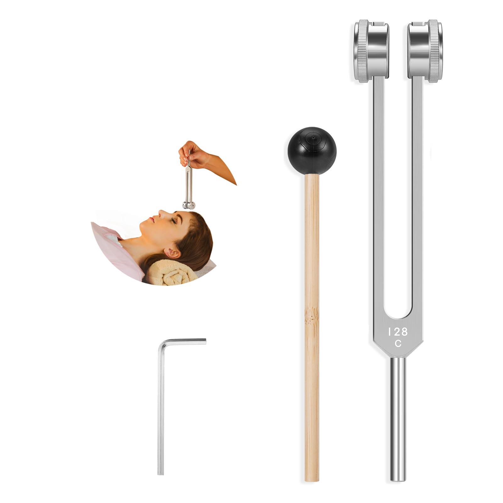 Tuning Fork 128hz with Reflex Hammer for Healing Chakra Set,Healing/Sound Therapy, Aluminum Alloy Sensory Tuning Fork Activator for Healing, Therapy Non Magnetic