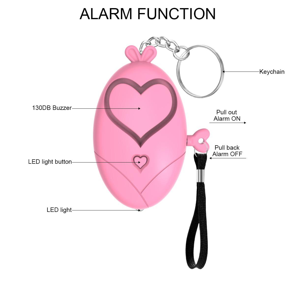 Personal Alarms for Women, Valentine's Day Heart Shape Safe Sound Personal Alarm, 130DB Personal Security Alarm Keychain with LED Lights, Emergency Safety Alarm for Women, Men, Elderly (Peach) - Image 3