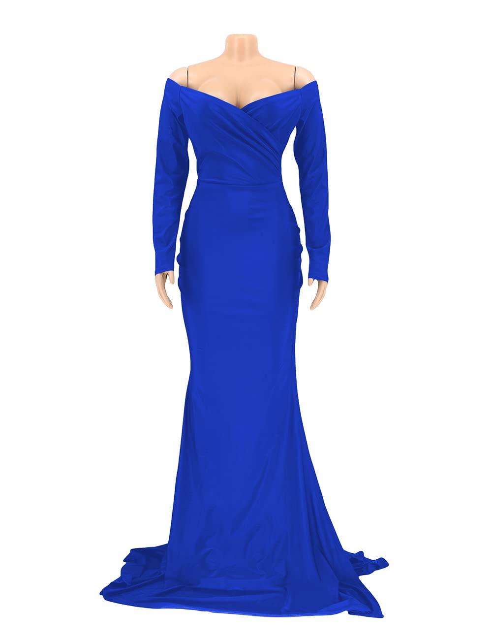 A ADILACA Women's Off Shoulder High Split Long Formal Party Maxi Dress, Off Shoulder High Split Dress - Image 3