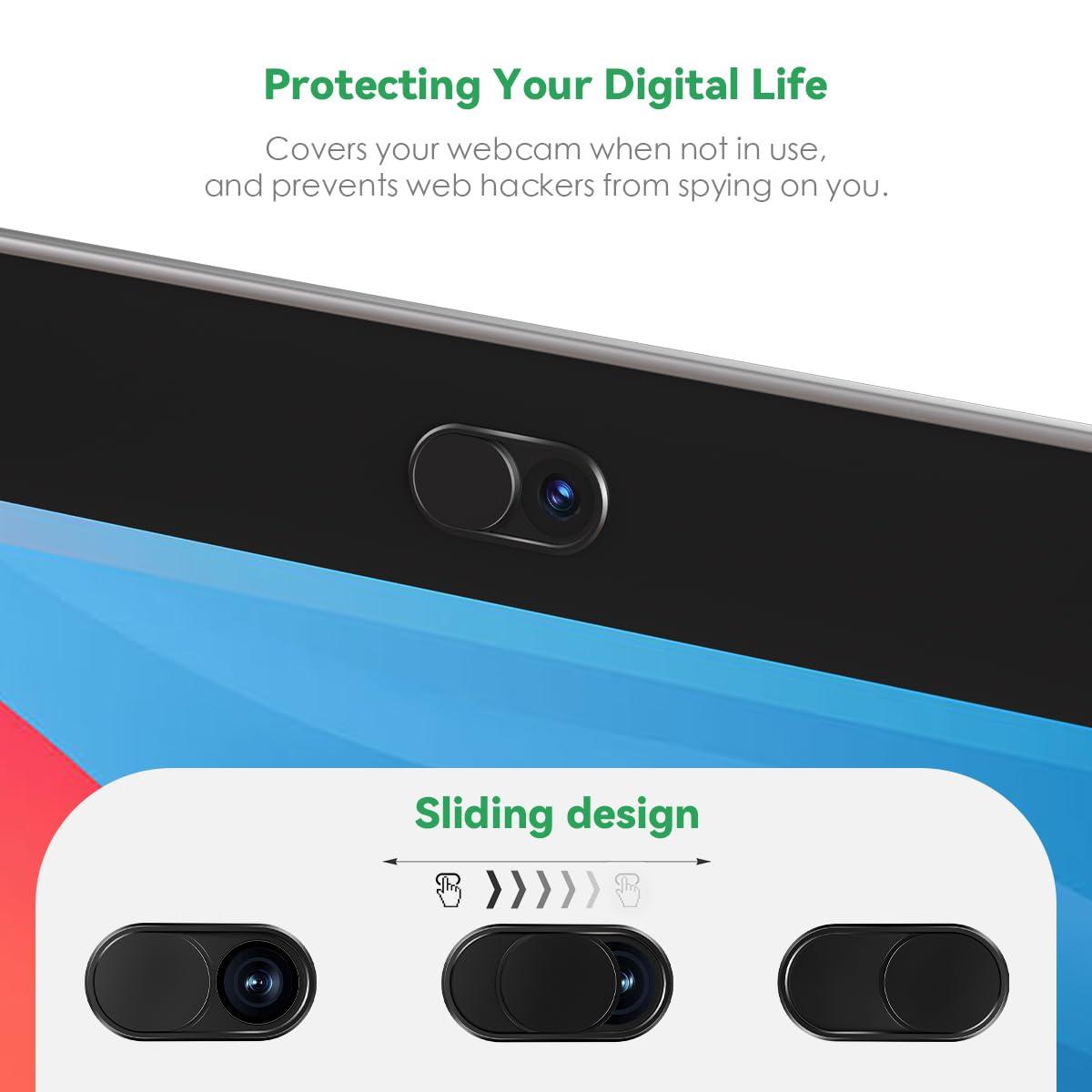 CloudValley Webcam Cover Slide[2-Pack], 0.023 Inch Ultra-Thin Metal Web Camera Cover for Macbook Pro, iMac, Laptop, PC, iPad Pro, iPhone 8/7/6 Plus, Protect Your Visual Privacy [Black] - Image 7