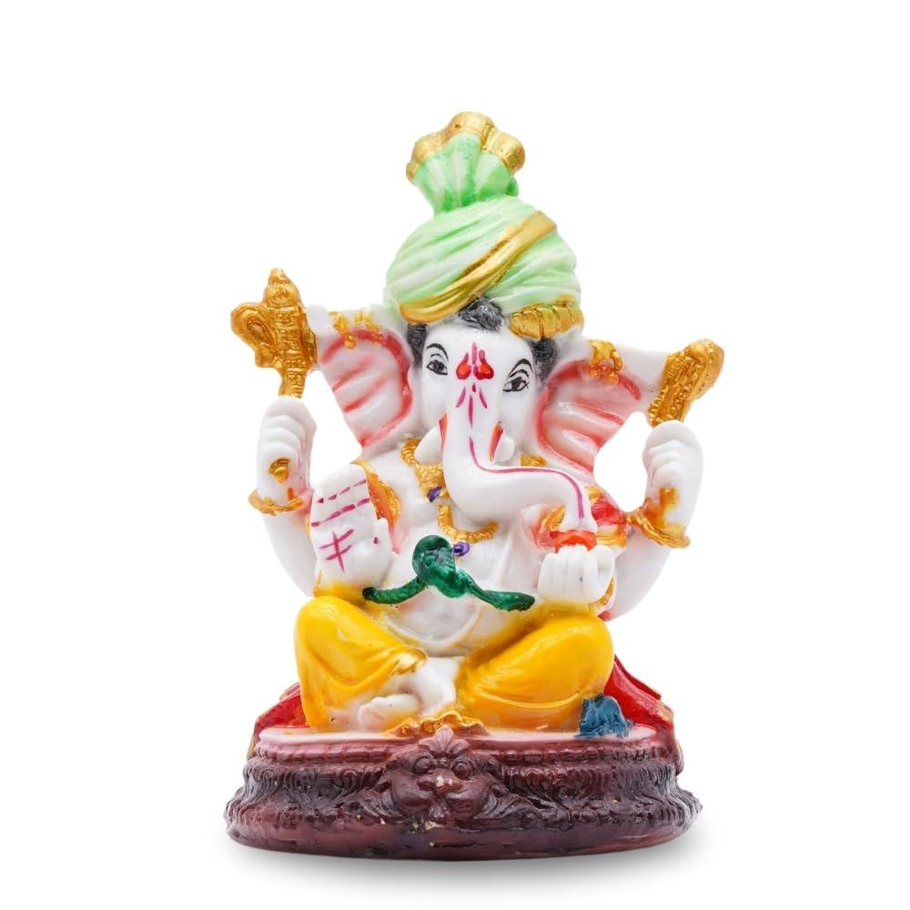 Vedic Charya Lord Ganesha Idol Statue – 6" Handmade Polyresin Ganesh Murti – Hindu Elephant God Figurine for Home, Office, Pooja Room Decor & Gift – Ganpati Buddha Sculpture Puja Decoration
