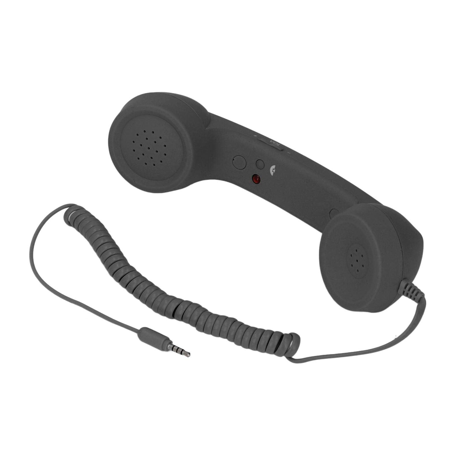 3.5mm Vintage Retro Telephone Handset, Cell Phone Receiver, Radiation Proof Retro Handset, Microphone Speaker for Cellphone Smartphone, Handheld Old Telephone Headset (Black)