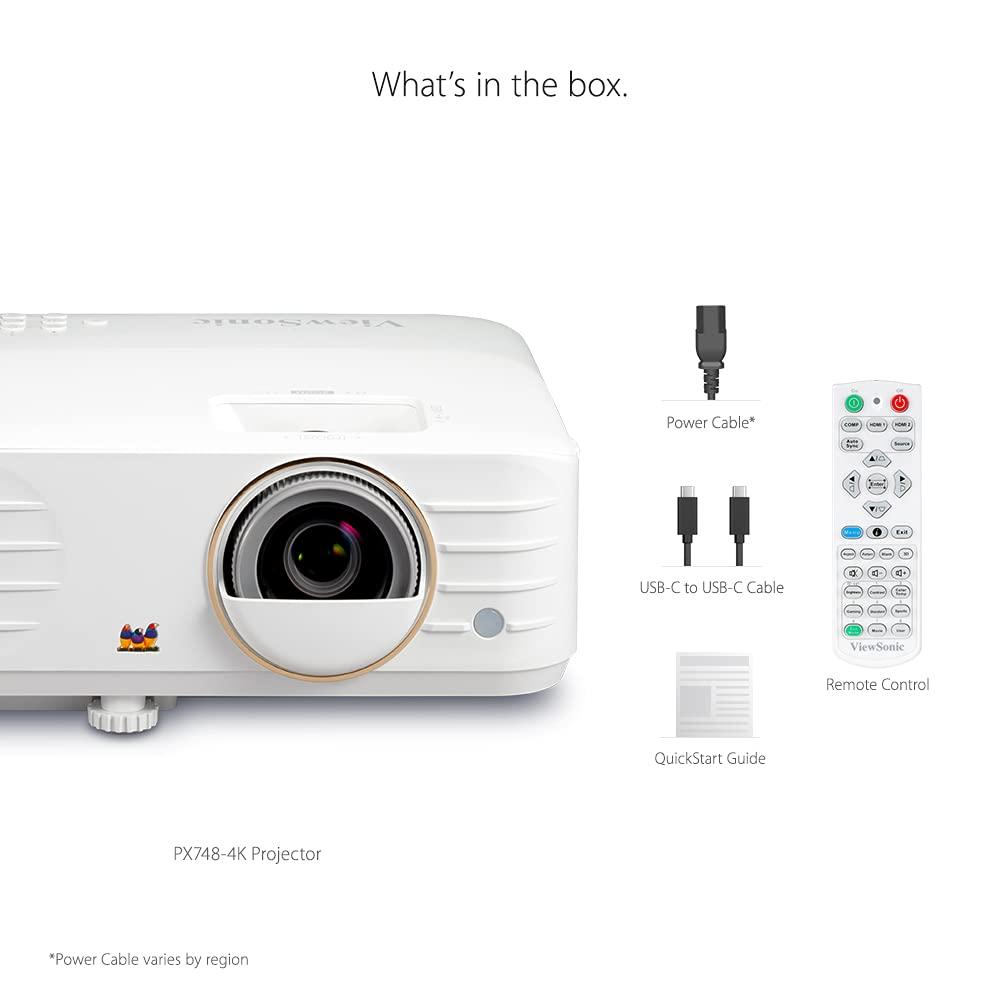 ViewSonic PX748-4K UHD 4K Projector with 4000 Lumens, 240 Hz, 4.2ms, HDR Support, Auto Keystone, Dual HDMI, and USB C for Home Theater, Stream Netflix with Dongle - Image 8