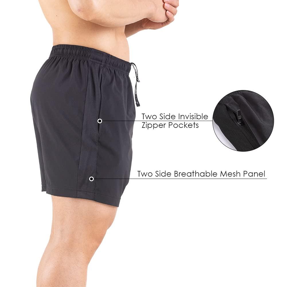 Gaglg Men's 5" Running Shorts 2 Pack Quick Dry Athletic Workout Gym Shorts with Zipper Pockets - Image 5