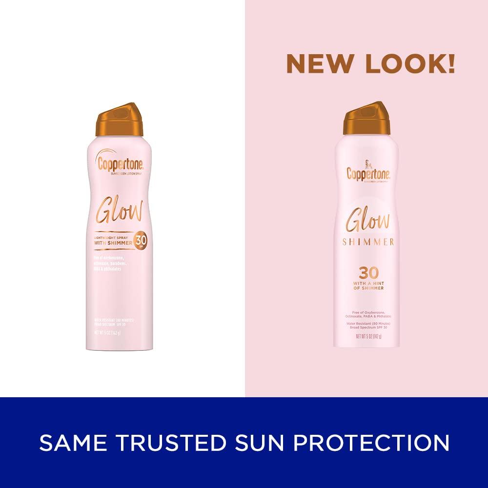 Coppertone Glow with Shimmer Sunscreen Spray, Water Resistant, Broad Spectrum SPF 30, 5 Oz Spray - Image 3