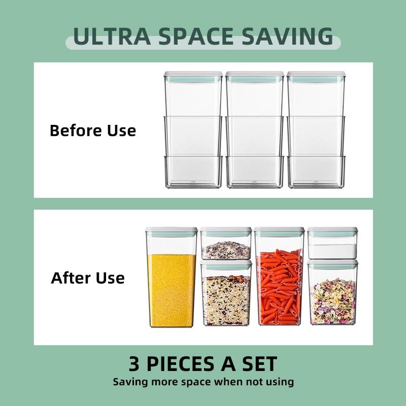 Ankou Airtight Food Storage Container Sets with Lids 6Pcs Pop Containers for Kitchen Pantry Organization BPA-Free Stackable Kitchen Storage Containers for Cereal Flour Sugar (0.5, 1.2, 1.8qt)*2 - Image 5
