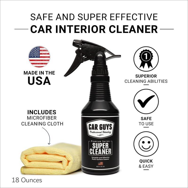 CAR GUYS Super Cleaner | Effective Car Interior Cleaner | Leather Car Seat Cleaner | Stain Remover for Carpet, Upholstery, Fabric, and Much More! | 18 Oz Kit with Microfiber Towel - Image 2