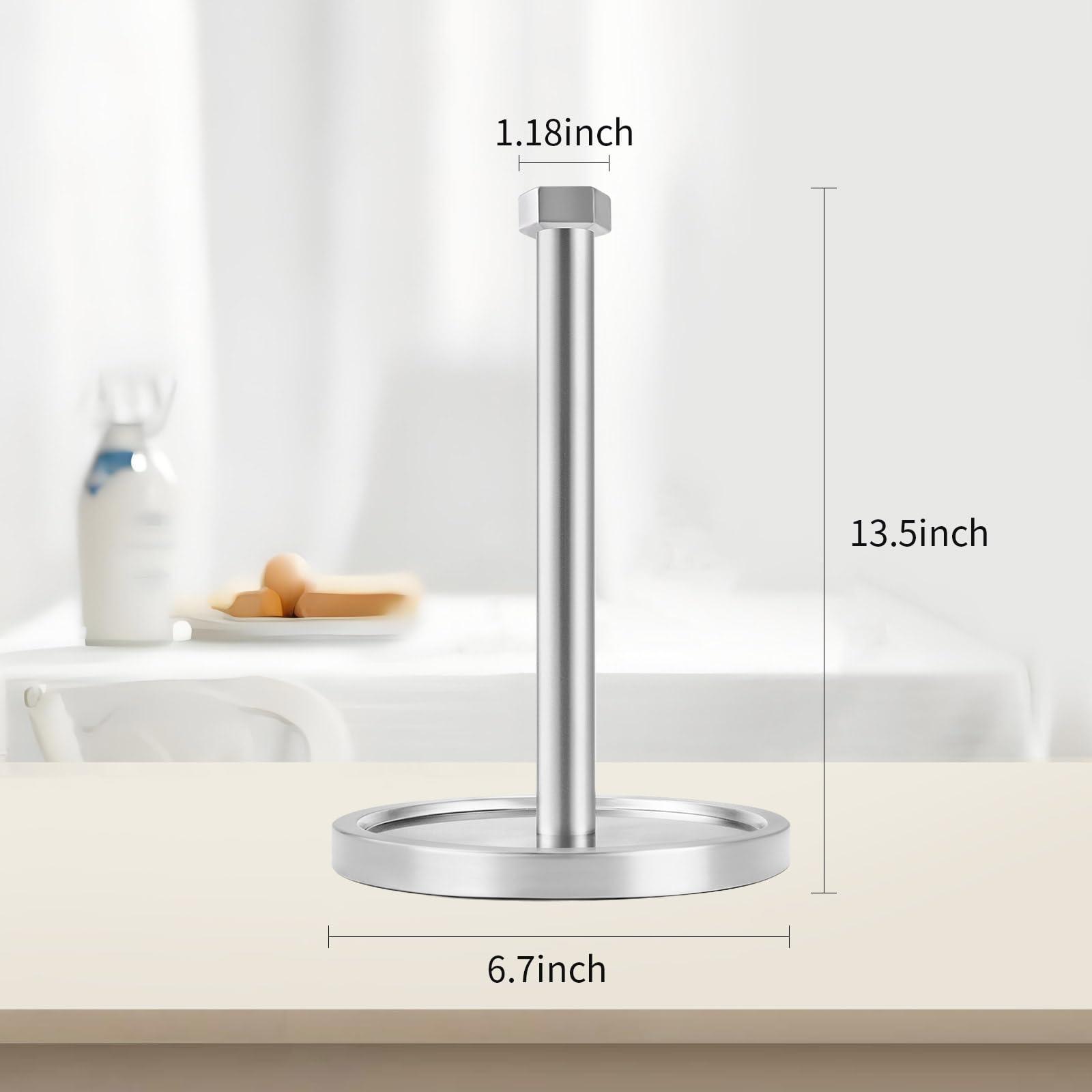 Beser·Win Paper Towel Holder Countertop, Stainless Steel Paper Towel Holder -Weighted Base, One-Handed Tear, Black Kitchen Roll Holder, Non-Slip Protect The countertop-New Silver - Image 3