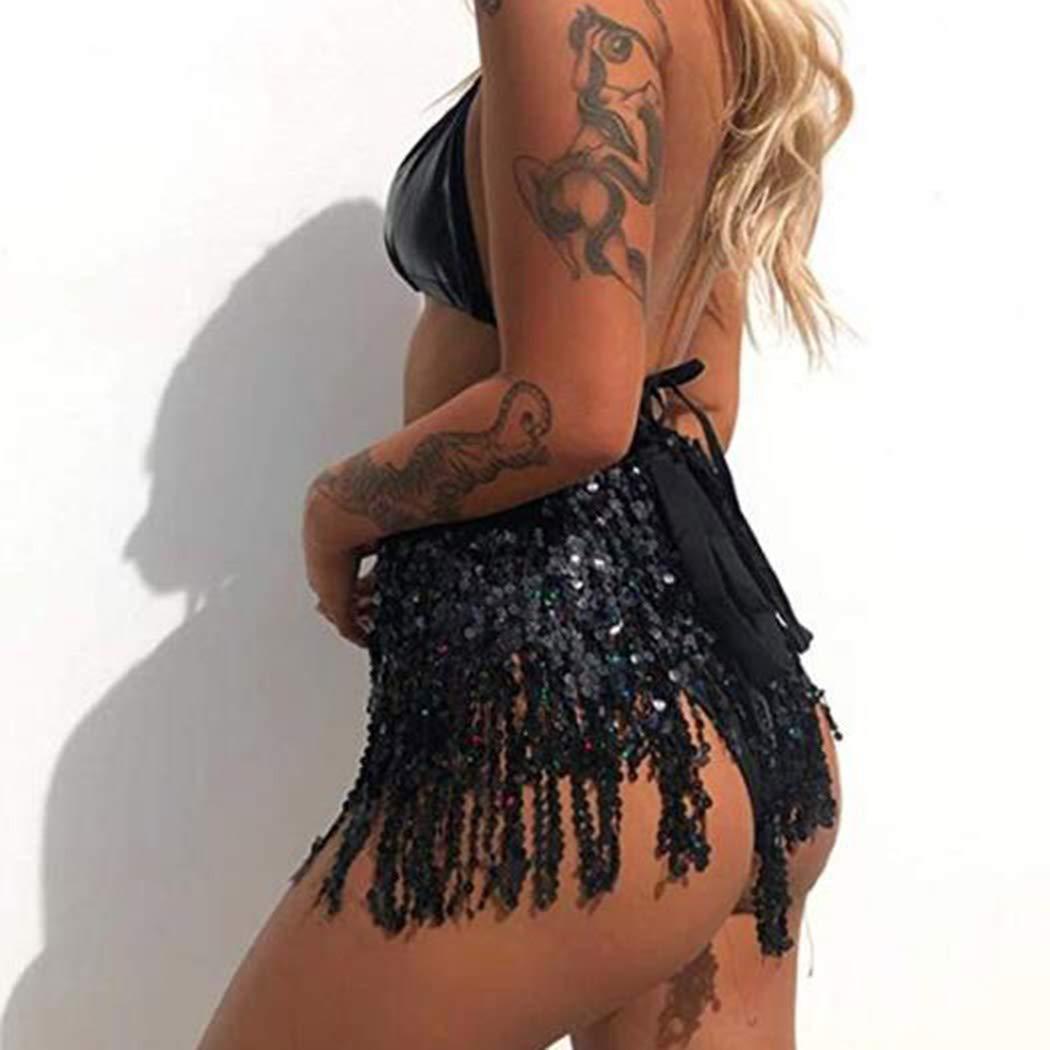 TWINKLEDE Sparkly Sequin Tassel Skirt Rave Fringe Skirts Belly Dance Hip Scarf Belts for Women - Image 6