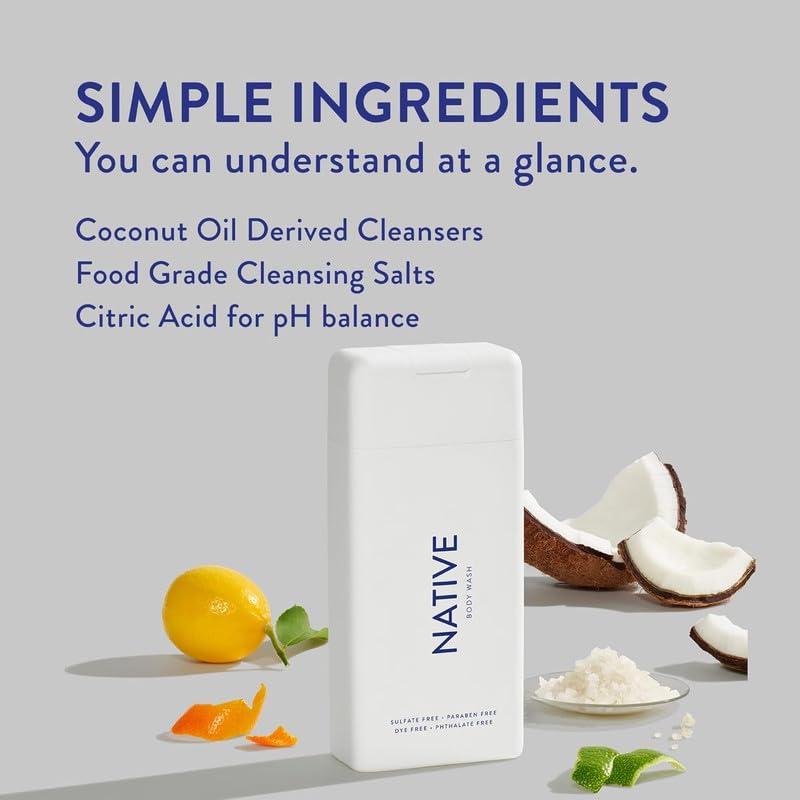 Native Body Wash for Men & Women, Seasonal | Sulfate, Paraben, and Dye Free, with Naturally Derived Clean Ingredients Leaving Skin Soft and Hydrating, Powder & Cotton 18 oz - 2 Pk - Image 3