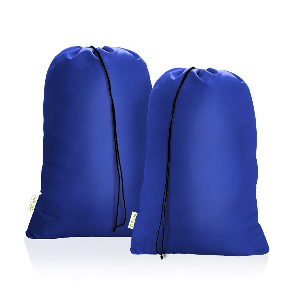 OTraki 28 x 45 inch Extra Large Laundry Bag 2 Pack Drawstring Laundry Hamper Bag Heavy Duty Dirty Clothes Bag Washable Organizer Storage for Camp Home Dorm Hotel Laundromat Blue