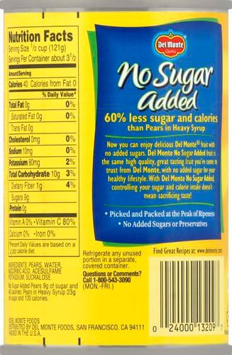 Del Monte Canned Bartlett Sliced Pears in Water, Artificially Sweetened, No Sugar Added, 14.5-Ounce - Image 2